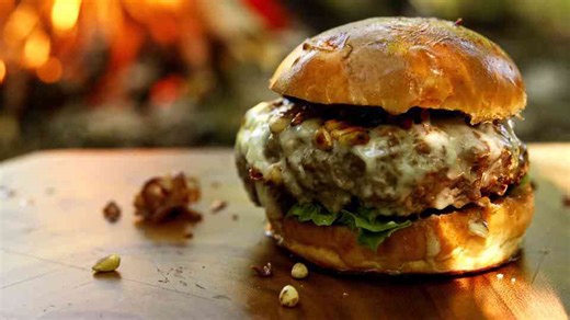 A French burger cooked entirely over fire