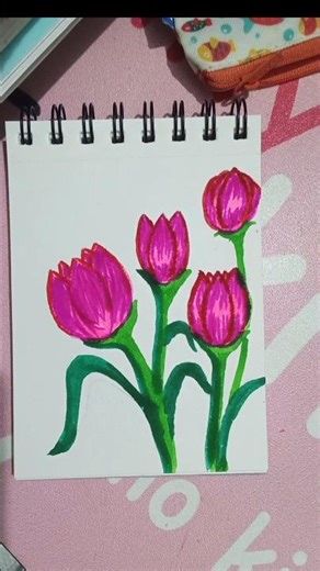 Let's Draw Tulips/Simple Flower Art for Everyone #aesthetic #satisfyingart #howtodraw #shorts