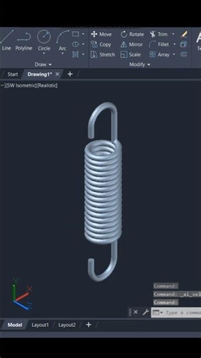 Helical Spring in AutoCAD 3D #autocadshorts