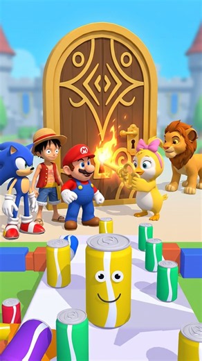 Magic Castle Mystery! 🏰🔑 Sonic, Luffy, Mario, Gugugaga & Simba #youtubeshorts #shorts #usa