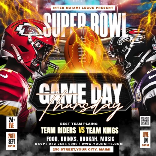 Editable Game Day Football Flyer – Tailgate & Sports Bar Event (canva, Digital Download) - Etsy