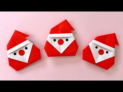 【クリスマス 折り紙】超簡単！サンタクロースの折り方 Origami How to make Santa Claus DIY Paper Craft 종이접기 산타 할아버지 Christmas
