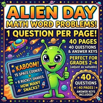 Journey Through Math: Alien Day Word Problems for Grades 3rd,4th,5th,6th,7th,8th