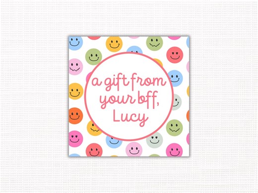 Smiley Face Gift Tag, Colorful Party Favor, Editable Canva Template (instant Download) - Etsy