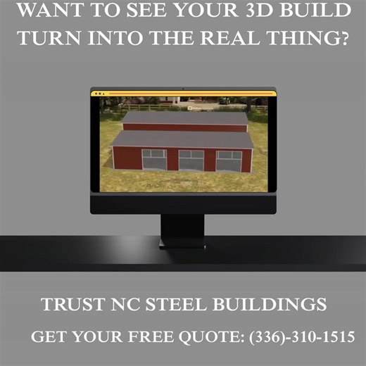 It starts with a 3D design… and ends with a rock-solid metal structure built on your property. Our custom metal carports and garages are engineered for durability, protection, and long-term value. Ready to turn your plan into reality? Let’s build it. | NC Steel Buildings