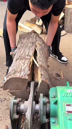 Efficiency axe machine chopping firewood … Mastering Work
