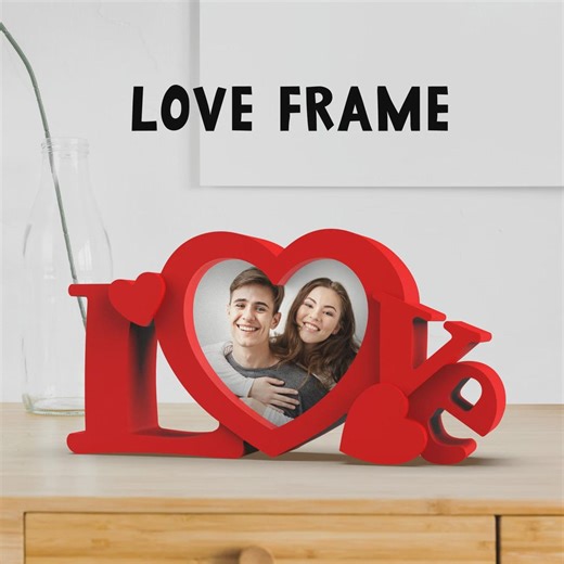 LOVE Photo Frame | Heart Center Couple Picture Display | Valentine’s Day Gift - Etsy