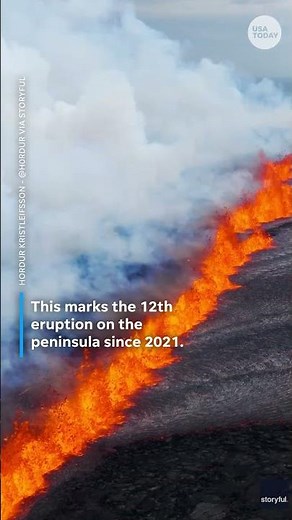 Drone captures stunning Icelandic volcano explosion #Shorts