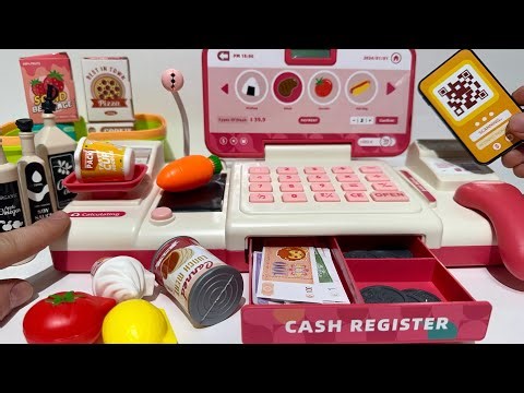 Toy Cash Register ASMR 💵 Scanning Food & Counting Money | Pretend Play