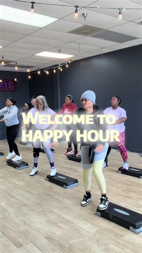 This is the spot where we work and play! It’s our HAPPY HOUR!! It’s our ME TIME!! This step aerobics class allows us the space and time to be free, relieve stress and support one another! Join us today at 6pm and come get happy🔥🥰 #stepaerobics #womenover30 #beginner
