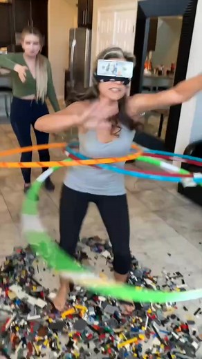 The Terrifying Experience of Stepping on LEGOS - Hulahooping Blindfolded Challenge