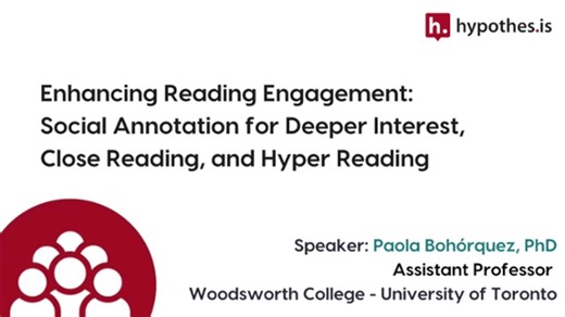 Discover how social annotation with Hypothesis is transforming reading engagement in our latest Faculty Insight with Paola Bohorquez, Assistant Professor at Woodsworth College, University of Toronto. Learn how it fosters a deeper interest in readings and enhances both close reading and hyper reading skills. Watch the clip to see the impact! #FacultyInsights #SocialAnnotation #ReadingEngagement #EdTech #HigherEd | Hypothesis | Facebook