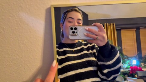 VooBang Mirror Full Length - 21" x 57" Floor Mirror with Stand, Aluminum Alloy Frame Full Body Mirror, Standing Hanging or Leaning Against Wall for Bedroom and Living Room, Black