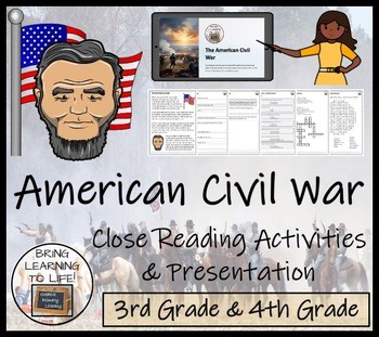 American Civil War Close Reading Passage Comprehension Activities 3rd–4th Grade