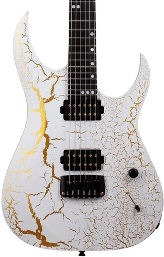 Schecter USA Custom Shop Sunset Extreme Electric Guitar - Satin White/Gold Crackle