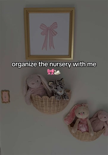 organize the nursery with me 🎀🦢 baskets- amazon storefront outfit- amazon storefront #nursery #nurserydecor #organizewithme #pink #jadeamber