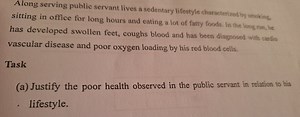 Along serving public servant lives a sedentary lifestyle charac... | Filo