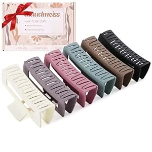 6 PCS 5 Inch Extra Large Claw Clips, Big Hair Clips for Thick Long Curly Hair, Durable Matte Strong Hold Hair Claw Clips, Non-slip Square Hair Clips for Women