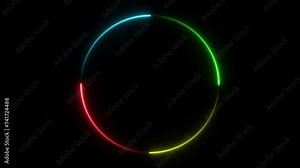 loading neon circle rotating four colors in 4K.