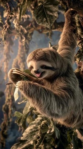 Cute Sloth Hangs Out and Smiles! 🦥🌿 Slow-Motion Charm