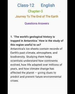 Class-12 Chapter-3 Journey To The End of The Earth Questions Answers #english #education