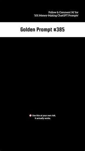 Ai Prompt on Instagram: "☠️ Follow + Comment "AI” & I’ll DM you "101 ChatGPT Prompts to Make Your First Lakh" Prompt Library 🔥 AI income isn’t hype. It’s execution with the right prompts. 📘 Clear earning paths 📲 Phone-only workflow 💰 Beginner friendly Note: Auto-DM sends link only to followers."