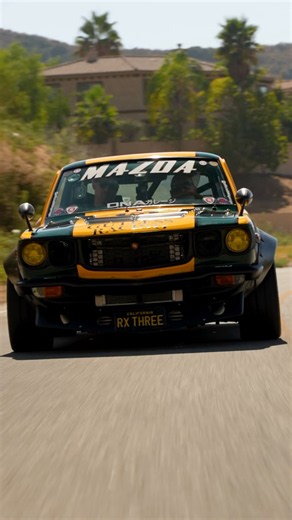 Turbo Mazda RX-3 roars through mountain roads
