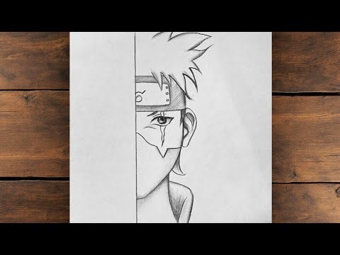 Kakashi drawing half face ✨ || kakashi drawing easy || step by step