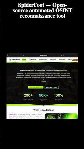 SpiderFoot: Open-Source OSINT Automation Framework #CyberCavin