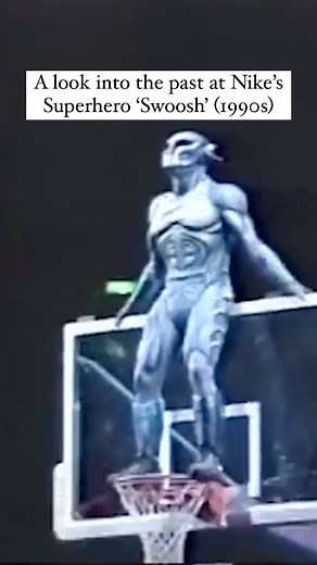 tonsil® on Instagram: "In 1996, Nike Sports Entertainment introduced Swoosh, a superhero mascot designed by the creators of Val Kilmer's Batman suit. The character, equipped with a $125,000 costume, made its debut at the Hoop Heroes event in Tokyo, performing stunts to entertain the crowd. Although Swoosh found popularity in Japan, it didn't garner much attention in the United States. Ultimately, due to an economic downturn, Nike Sports Entertainment ceased operations and the character of Swoosh