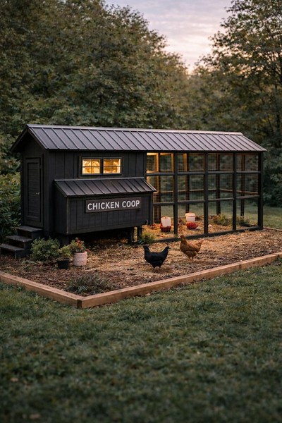Modern Black Chicken Coop Plans -20x5ft- DIY Poultry House -20x5 Ft- (PDF Download) - Etsy