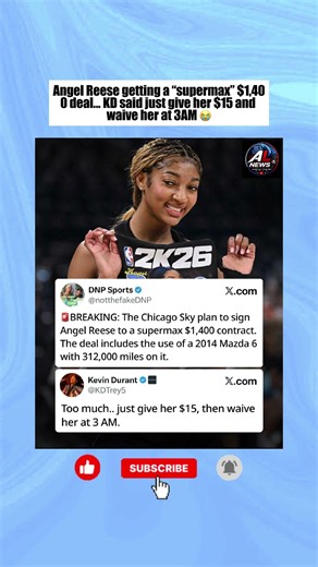 KD Says Angel Reese's "Supermax" Deal Is TOO MUCH 😭💀#shorts #kevindurant#angelreesehighlights