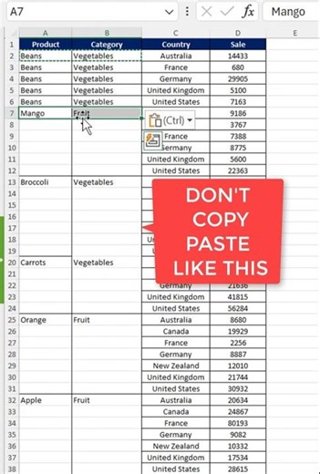 Excel Trick to copy & paste down in seconds