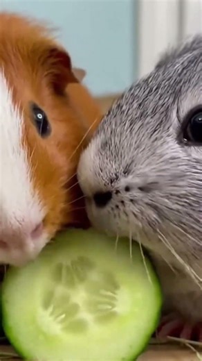 Guinea pigs Slowly Munching Cucumber Slice (ASMR)