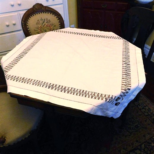 Vintage Fine White Linen Drawn-work Square Tablecloth - Shabby Chic Table Linens - White Work - Cut Work - Etsy