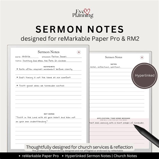 Sermon Notes for Remarkable Paper Pro | Hyperlinked Sermon Notebook With 52 Entries | Church Notes | Christian Planner & Journal - Etsy Canada