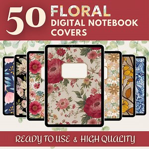 50 Floral Digital Notebook Covers: Goodnotes & Notability (pngs) - Etsy