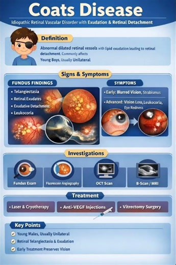 Coats disease #opthalmology #optometry #vision 20/20#cornea #retinal #glaucoma #uvea#pediatrics