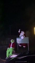 Santa and the Grinch visited North Tawton last Friday