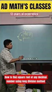 How to find square root of any decimal number using long division method #maths #education #reach