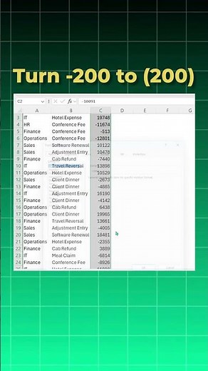 Excel's Custom Format Hack for Negatives #excel #shorts