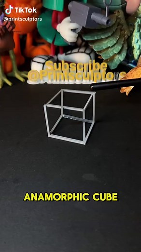 3D-Printed Anamorphic Cube Optical Illusion. 📁File: @thingiverse 🖨️Printer: Bambu Lab P1S AMS Filament: Esun PLA Silver #asmr #3dprinting #3dprintingideas #anamorphic #cube #optical #illusion