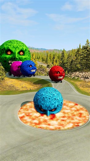 Colorful Small to Giant Cars vs Lava Pit- Drive Gameplay#015 #funny