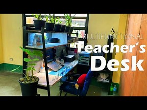 Teacher desk setup transformation. A multifunctional desk for teachers in 2024