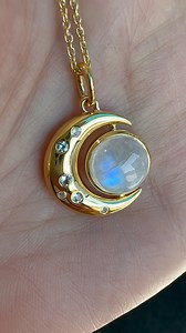 Did you know… Rainbow Moonstone is believed to offer protection as you navigate life’s open waters. 🌊 ✨ TODAY ONLY ✨ the New Moon Moonstone Necklace by Captain Kate is available at an exclusive price for Self-Gift Sunday! 🤩 | Dune Jewelry