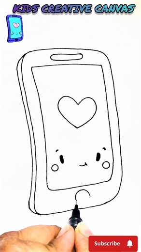"🥰Draw This Cute MOBILE" 📱l#art #fundrawing #trending #kidscreativecanvasshorts #shortsviral l