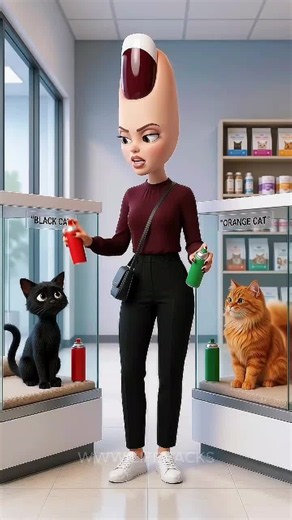 part 1: Orange Cat vs Black Cat adoption #frenchnails #fruitstory #aistory #catsoftiktok #aifruitstory