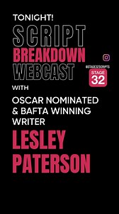 TONIGHT! We could not be more excited for tonight’s Script Breakdown Webcast with Oscar nominated and BAFTA winning writer Lesley Paterson! Lesley will be walking members of our creative community through the script of ALL QUIET ON THE WESTERN FRONT (Netflix, 2022) and we promise it is not something you want to miss! �Get free exclusive access to the Writers Room here: https://www.stage32.com/writers-room/plans-vip | Stage 32 | Facebook