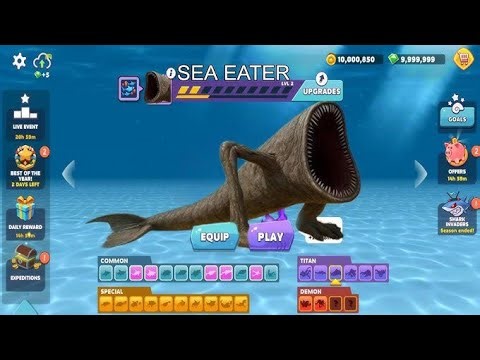 If Monster Sea Eater playable in Hungry shark evolution 🦈|29 Sharks unlocked