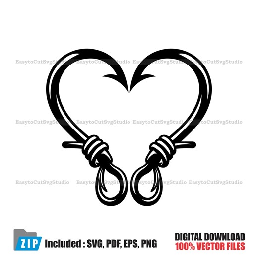 Fishing Hook SVG: Heart Love Fishing Vector Angler Cricut PNG Printable Design (digital Download) - Etsy